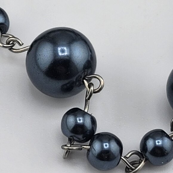 Layered Blue Faux Pearl Necklace - Picture 4 of 5